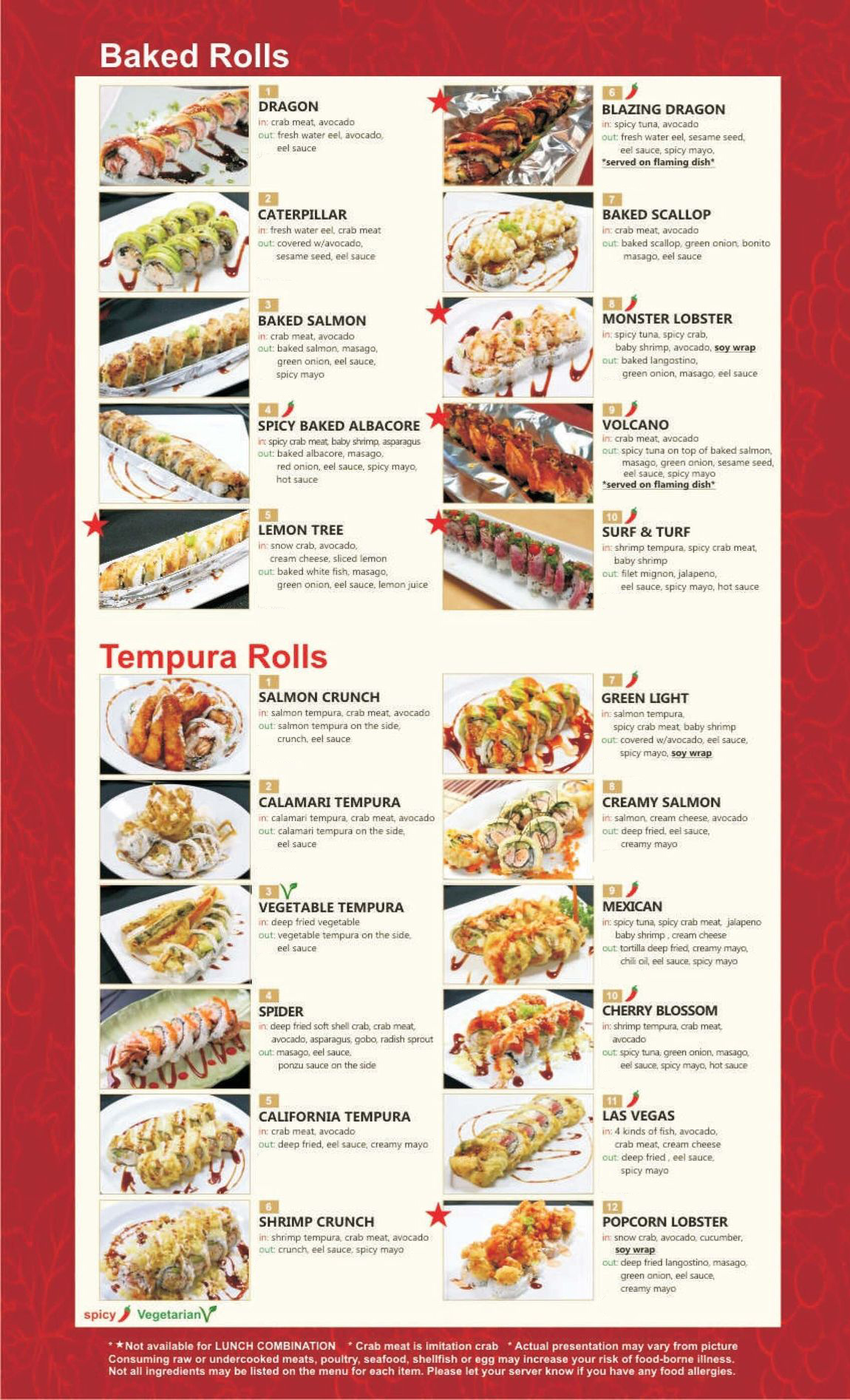 Page Six of Menu