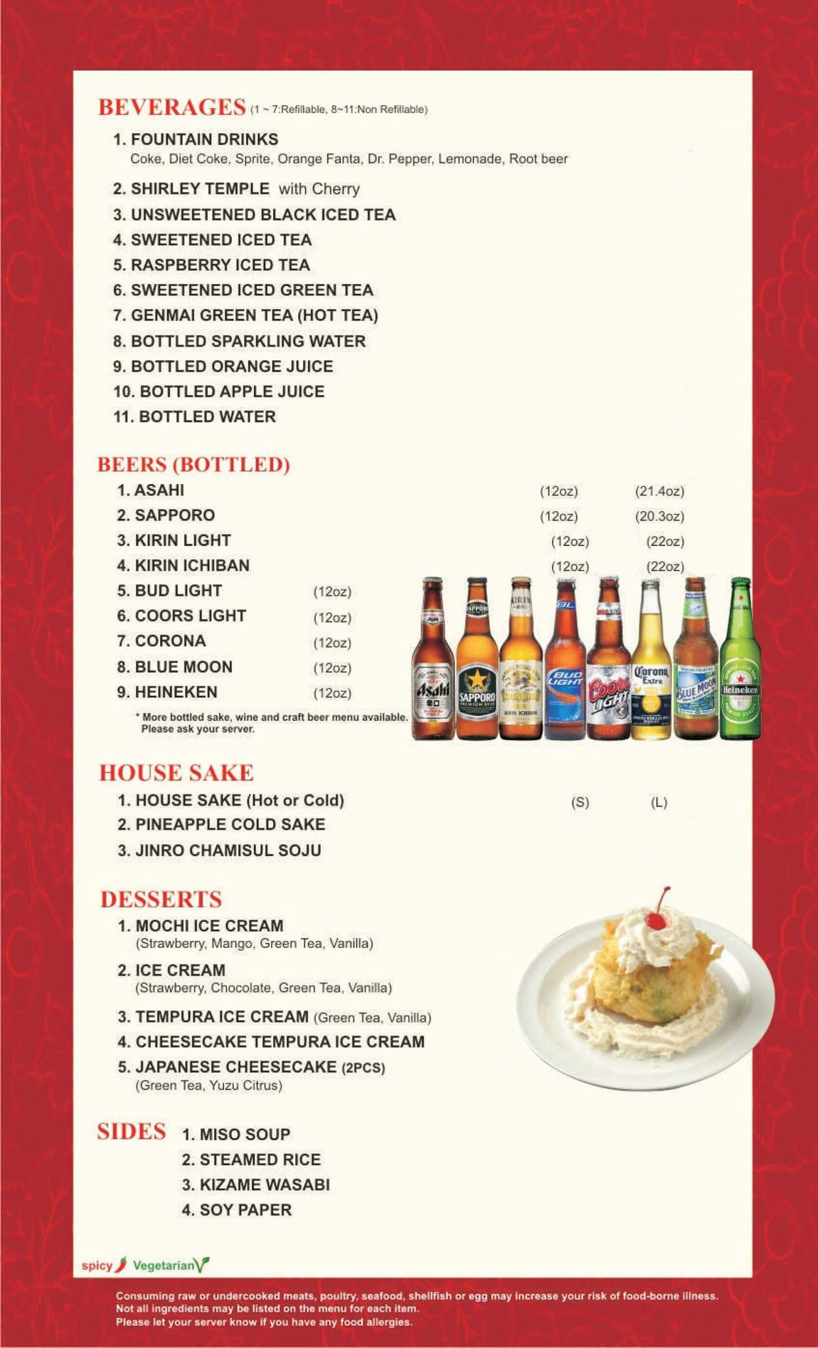 Page Eight of Menu